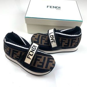 Fendi Kids Brown Logo Sneakers